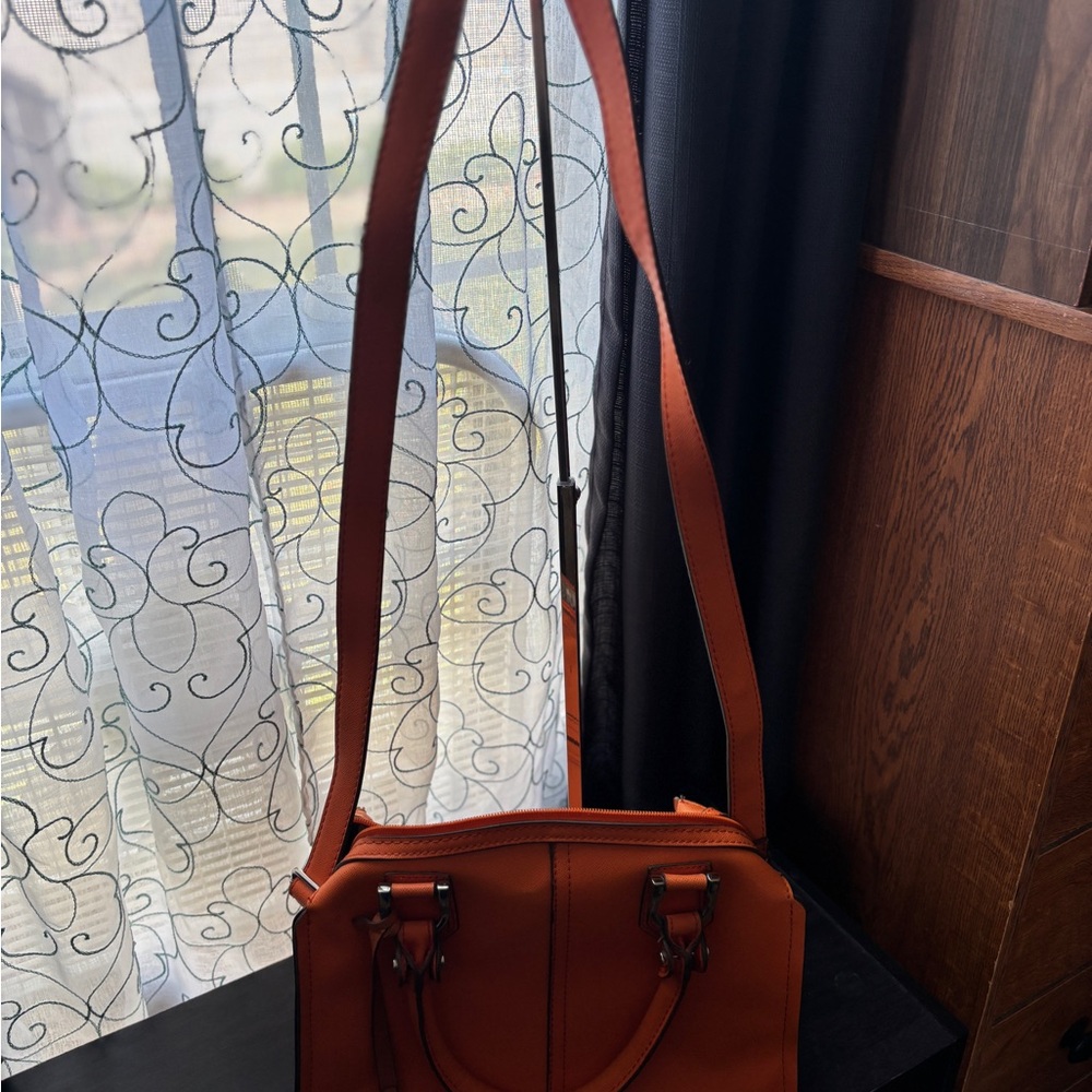 London Fog Orange Satchel with Structured Design
